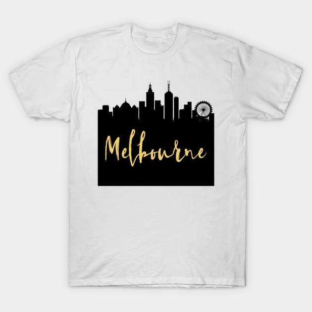 MELBOURNE AUSTRALIA DESIGNER SILHOUETTE SKYLINE ART T-Shirt by deificusArt